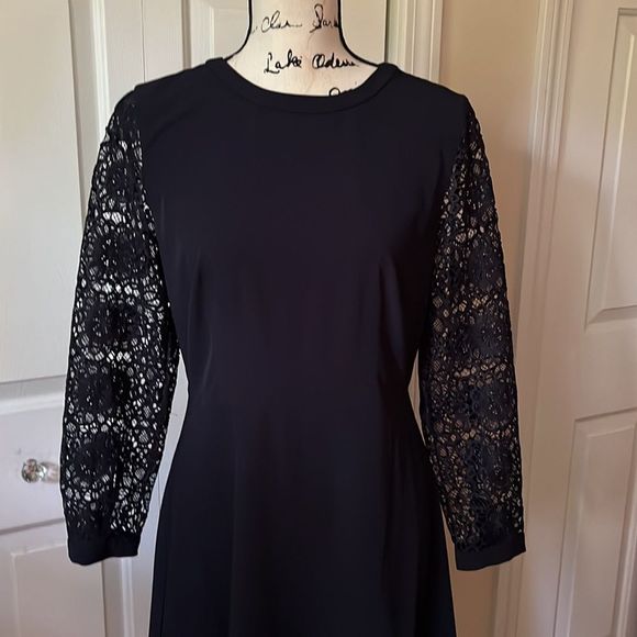 New with tags Ann Taylor Loft Navy Lace Sleeve Dress Sz 6 - Picture 5 of 9